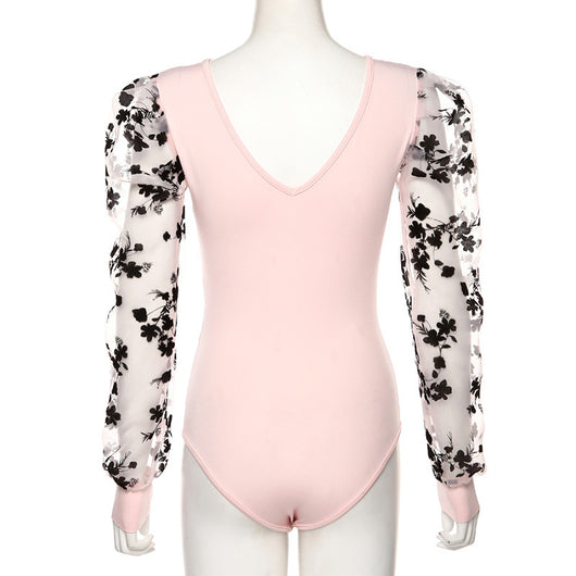 Jumpsuit Elegante de Malla Bordada Manga Larga Escote en V - Image 17