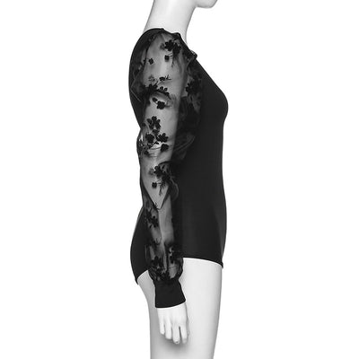 Jumpsuit Elegante de Malla Bordada Manga Larga Escote en V - Image 25