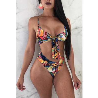 Traje de Baño Enterizo con Encaje Escote Descubierto - Image 10
