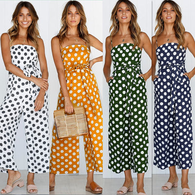 Jumpsuit Largo sin Mangas con Escote Halter y Lunares - Image 5