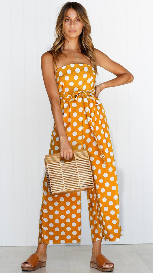Jumpsuit Largo sin Mangas con Escote Halter y Lunares - Image 6