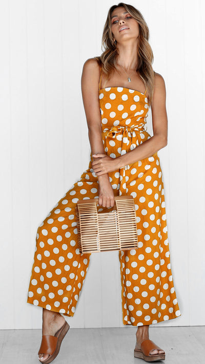 Jumpsuit Largo sin Mangas con Escote Halter y Lunares - Image 7