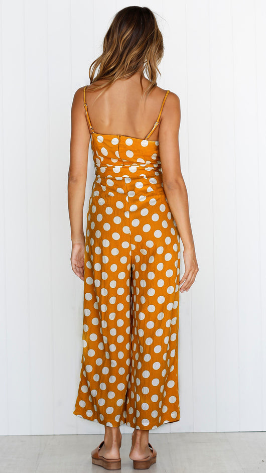 Jumpsuit Largo sin Mangas con Escote Halter y Lunares - Image 8