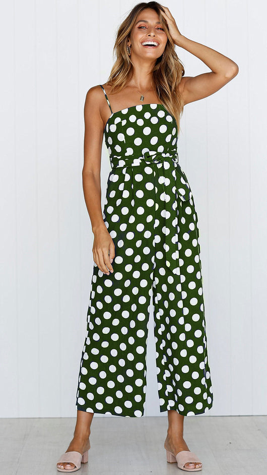Jumpsuit Largo sin Mangas con Escote Halter y Lunares - Image 10