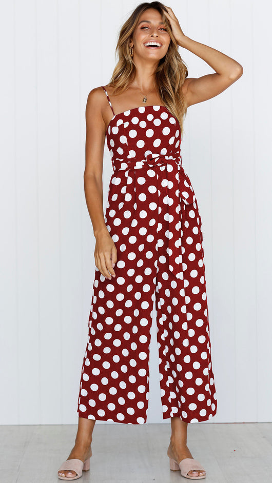 Jumpsuit Largo sin Mangas con Escote Halter y Lunares - Image 14