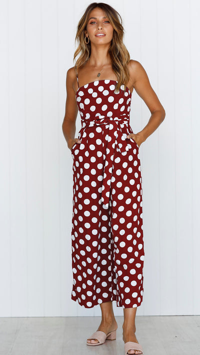 Jumpsuit Largo sin Mangas con Escote Halter y Lunares - Image 15