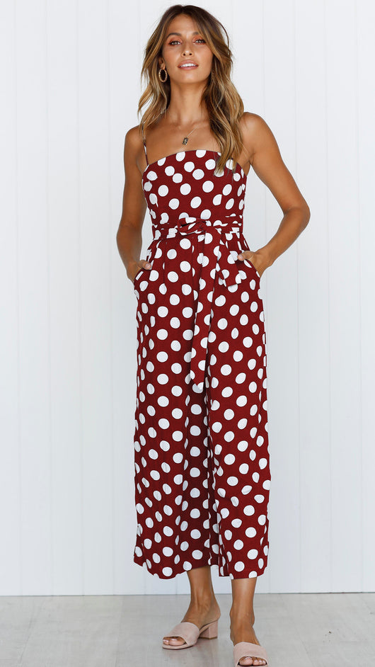 Jumpsuit Largo sin Mangas con Escote Halter y Lunares - Image 15
