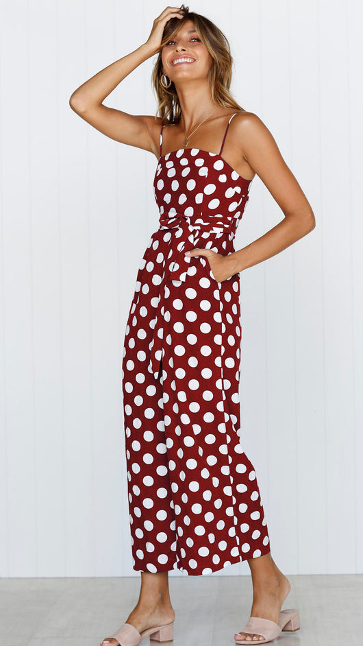 Jumpsuit Largo sin Mangas con Escote Halter y Lunares - Image 16