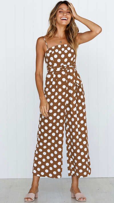 Jumpsuit Largo sin Mangas con Escote Halter y Lunares - Image 17