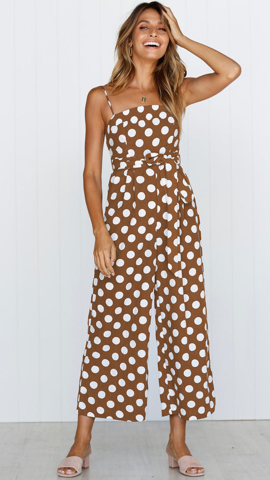 Jumpsuit Largo sin Mangas con Escote Halter y Lunares - Image 17