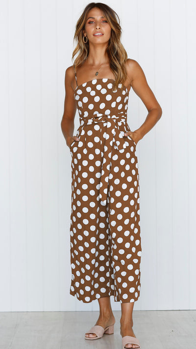 Jumpsuit Largo sin Mangas con Escote Halter y Lunares - Image 18