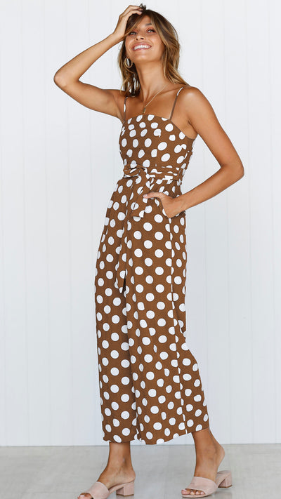 Jumpsuit Largo sin Mangas con Escote Halter y Lunares - Image 19