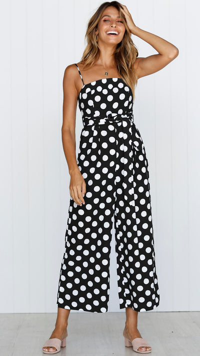 Jumpsuit Largo sin Mangas con Escote Halter y Lunares - Image 20