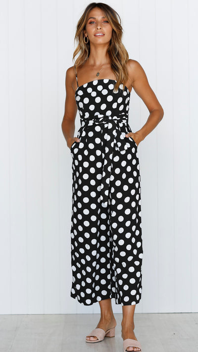Jumpsuit Largo sin Mangas con Escote Halter y Lunares - Image 21