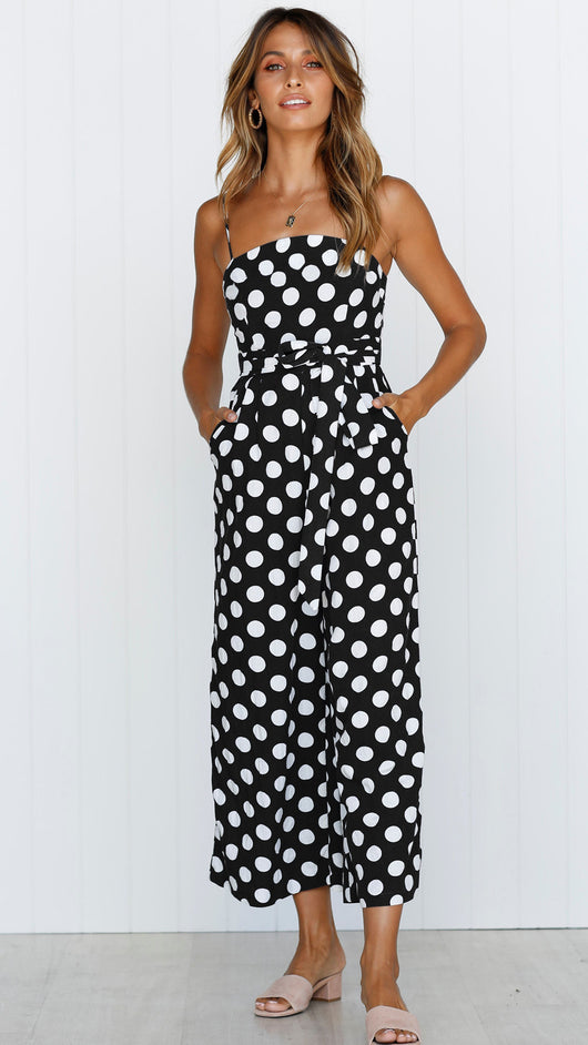 Jumpsuit Largo sin Mangas con Escote Halter y Lunares - Image 21