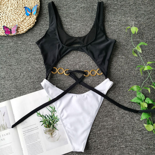 Traje de baño metalizado con lazo y costuras decorativas - Image 52