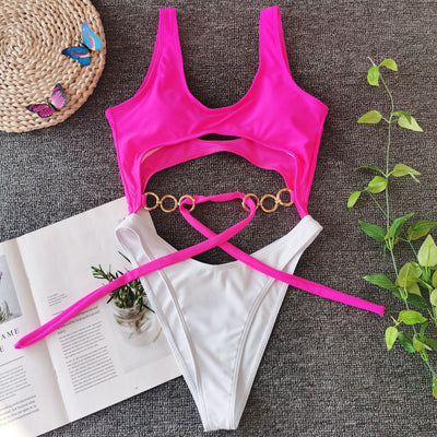 Traje de baño metalizado con lazo y costuras decorativas - Image 53