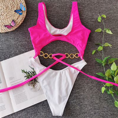 Traje de baño metalizado con lazo y costuras decorativas - Image 56