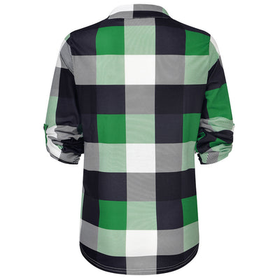 Camisa Casual de Cuadros con Escote en V y Mangas Largas - Image 50