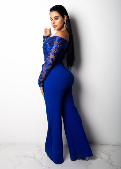 Jumpsuit de Pierna Ancha con Cuello de Encaje - Image 16