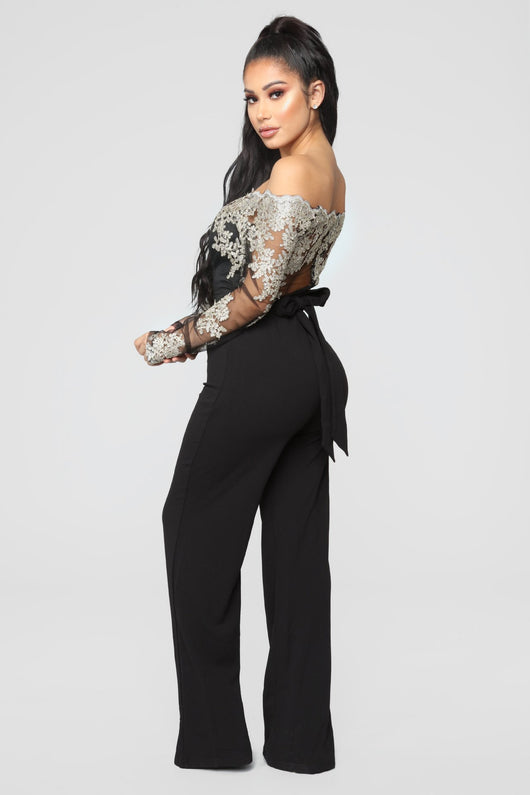 Jumpsuit de Pierna Ancha con Cuello de Encaje - Image 20