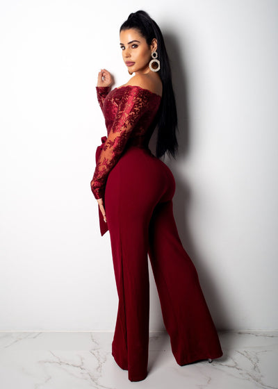 Jumpsuit de Pierna Ancha con Cuello de Encaje - Image 22