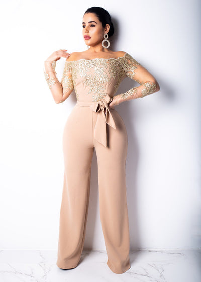 Jumpsuit de Pierna Ancha con Cuello de Encaje - Image 24