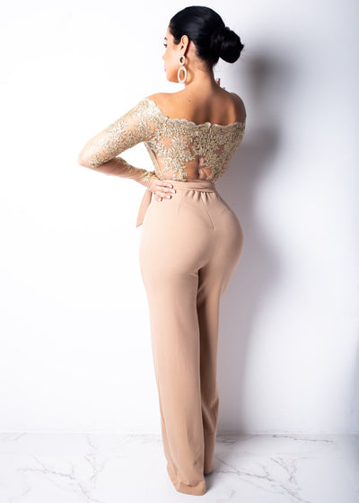 Jumpsuit de Pierna Ancha con Cuello de Encaje - Image 25