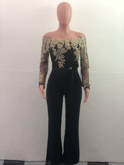 Jumpsuit de Pierna Ancha con Cuello de Encaje - Image 26
