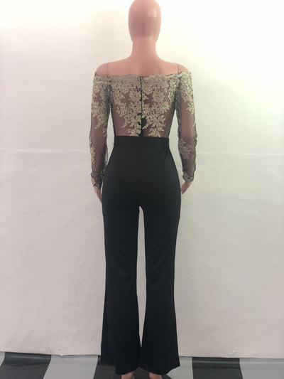 Jumpsuit de Pierna Ancha con Cuello de Encaje - Image 28