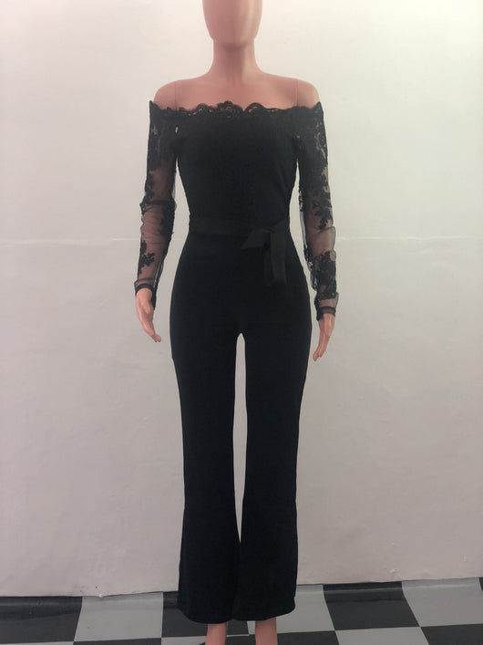 Jumpsuit de Pierna Ancha con Cuello de Encaje - Image 30