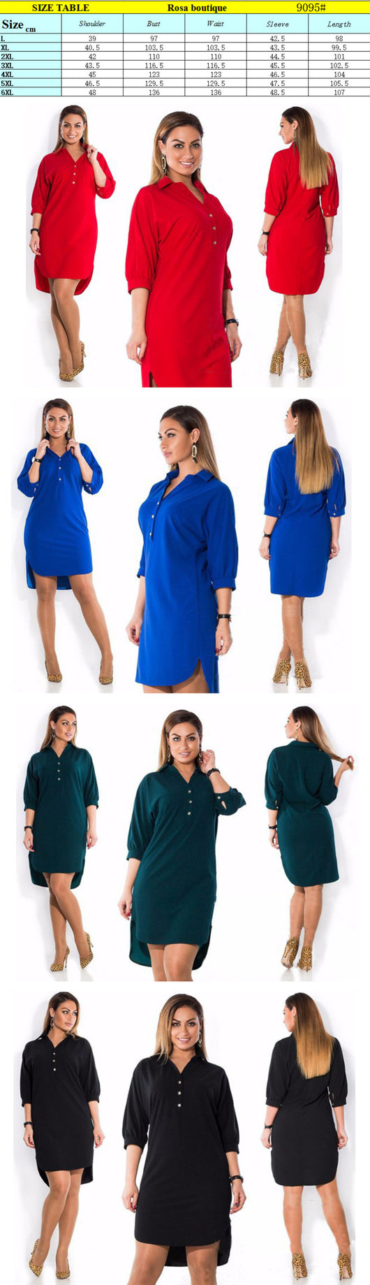 Vestido Camisero Talla Grande con Corte Irregular - Image 9
