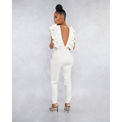Jumpsuit Escote en V Profundo de Color Sólido - Image 16