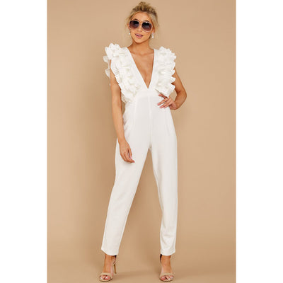 Jumpsuit Escote en V Profundo de Color Sólido - Image 17