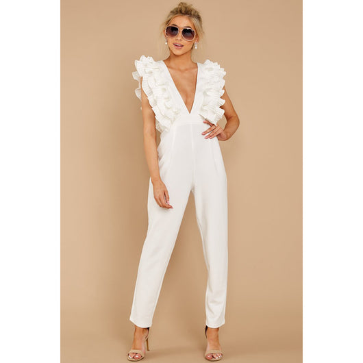 Jumpsuit Escote en V Profundo de Color Sólido - Image 17