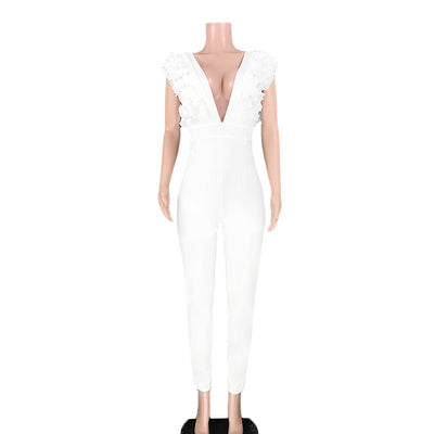 Jumpsuit Escote en V Profundo de Color Sólido - Image 19