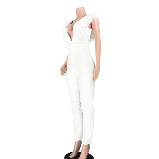 Jumpsuit Escote en V Profundo de Color Sólido - Image 20