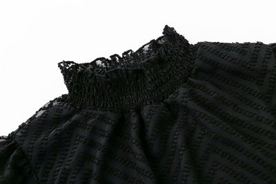 Vestido de Encaje Negro Elegante con Rayas Transparentes - Manga Larga para Otoño e Invierno - Image 6