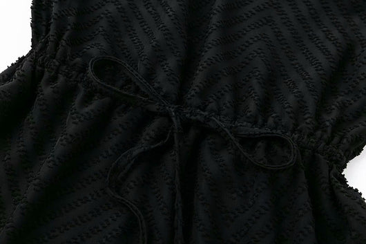 Vestido de Encaje Negro Elegante con Rayas Transparentes - Manga Larga para Otoño e Invierno - Image 8