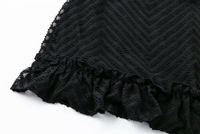 Vestido de Encaje Negro Elegante con Rayas Transparentes - Manga Larga para Otoño e Invierno - Image 9