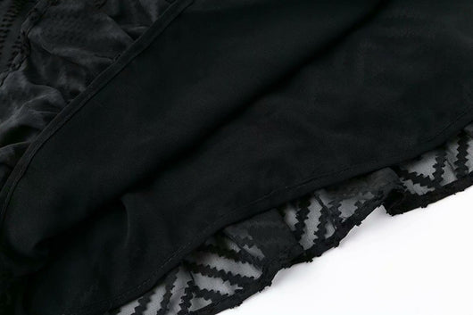 Vestido de Encaje Negro Elegante con Rayas Transparentes - Manga Larga para Otoño e Invierno - Image 10