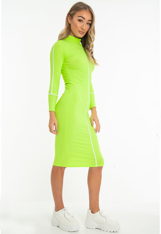 Vestido de Cuello Alto y Manga Larga - Image 27