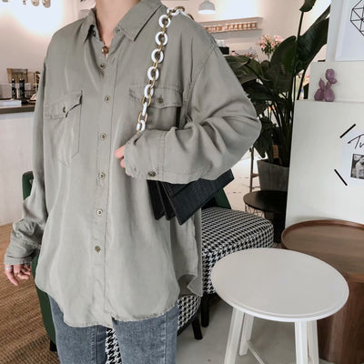 Camisa Suelta de Manga Larga con Botones para Mujer - Image 13