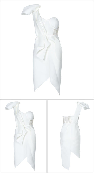 Vestido Asimétrico con Moño Ajustado y Diseño Minimalista - Image 7