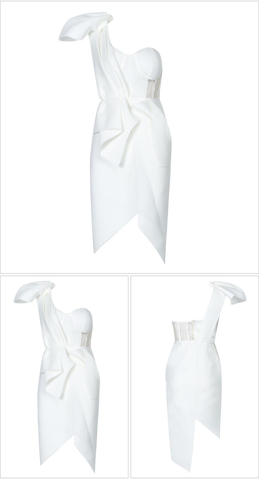 Vestido Asimétrico con Moño Ajustado y Diseño Minimalista - Image 7