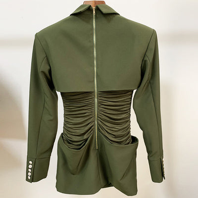 Vestido Elegante con Cuello de Camisa, Falda Plisada y Bolero - Image 11