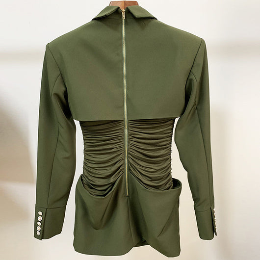 Vestido Elegante con Cuello de Camisa, Falda Plisada y Bolero - Image 11