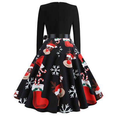 Falda Vintage Navideña con Cuello Redondo y Estampado - Image 11