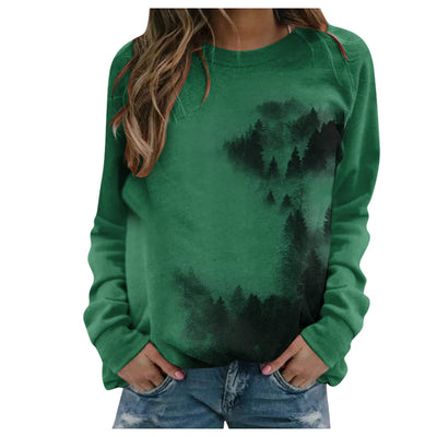 Sudadera Estampado Montañas Otoño Cómoda Suelta Mujer Cuello Redondo - Image 7