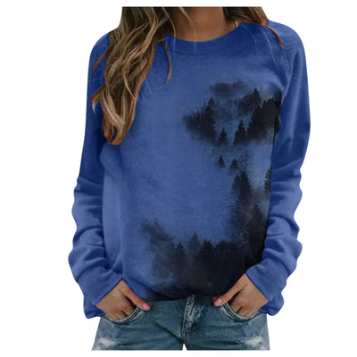 Sudadera Estampado Montañas Otoño Cómoda Suelta Mujer Cuello Redondo - Image 8